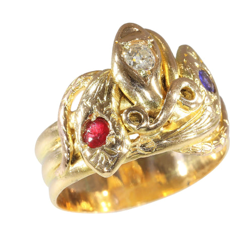 Bague 58 Bague Serpent Victorienne : Un Trio Symbolique en Or 58 Facettes 24137-0077