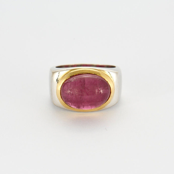 Bague or jaune et blanc tourmaline rose