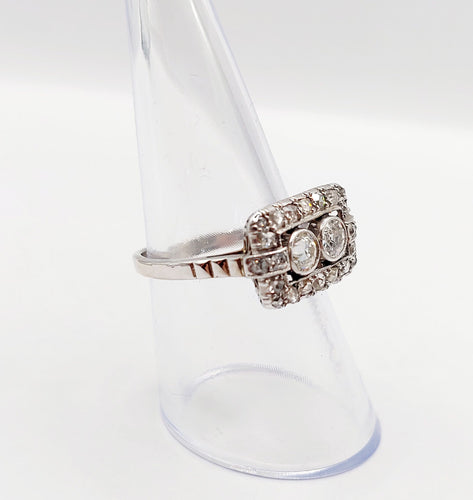 Bague 55 Bague tank art déco en or blanc 18k et diamants taille ancienne 58 Facettes A06328