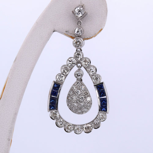 Boucles d'oreilles Boucles d'oreilles Art Déco en saphir et diamant 58 Facettes
