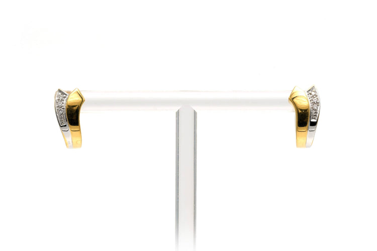 Boucles d'oreilles Boucles d'oreilles contemporaines or jaune serties de diamant (+- 0,06 ct) 58 Facettes 22914