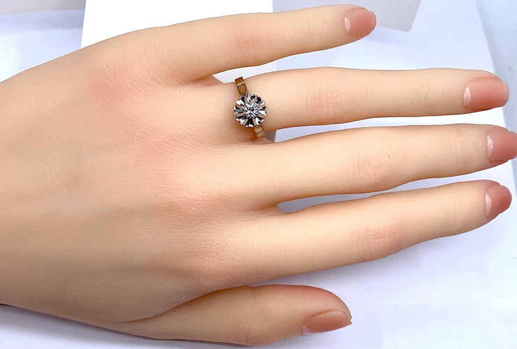 Bague 47 Bague solitaire en or blanc 18 carats et diamant 0,10 carat 58 Facettes AB537