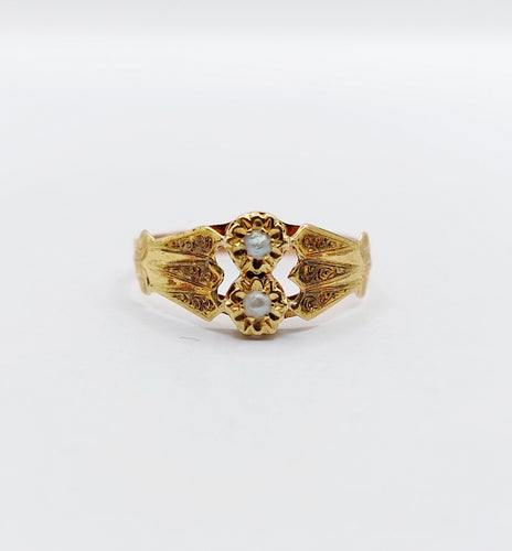 Bague 54.5 Bague toi et moi Art nouveau en or 18k et perles (circa 1900) 58 Facettes A06500