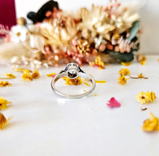 Bague 52 Solitaire Vintage Or gris Diamant 0.40 ct 58 Facettes 7040