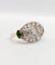Bague 54.5 Bague marquise inversée Art déco en or 18k et platine, diamants et émeraudes 58 Facettes A06453