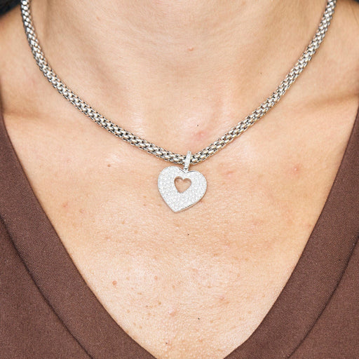 Collier POIRAY- Pendentif or blanc et diamants et chaîne en or blanc 58 Facettes 250360