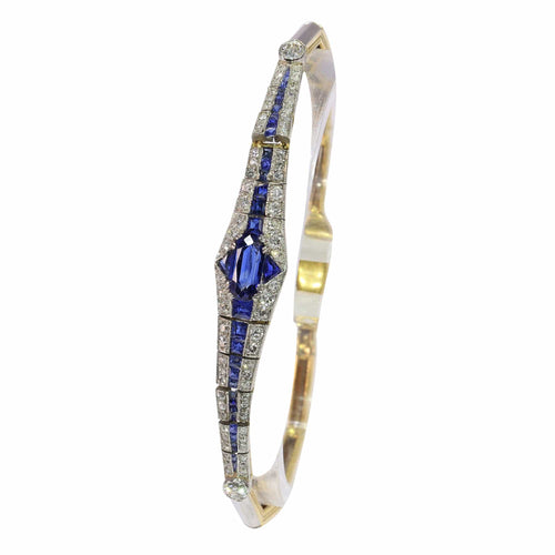 Bracelet Bracelet des années 1920 : une fusion de saphirs et de diamants 58 Facettes 13042-0008