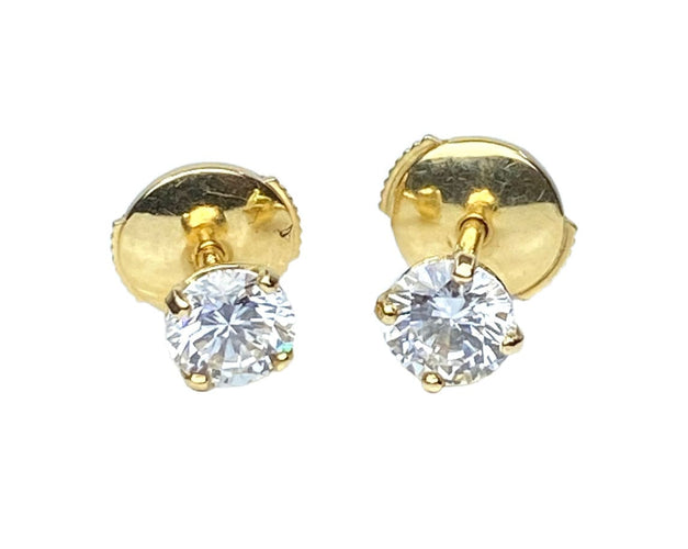 Boucles d’oreilles puces or jaune, diamants
