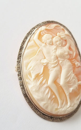 Pendentif Broche / pendentif ancienne camée or jaune et blanc 58 Facettes