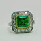 Bague 54 Bague en platine avec émeraude centrale et halo de diamants – Style vintage 58 Facettes 50329