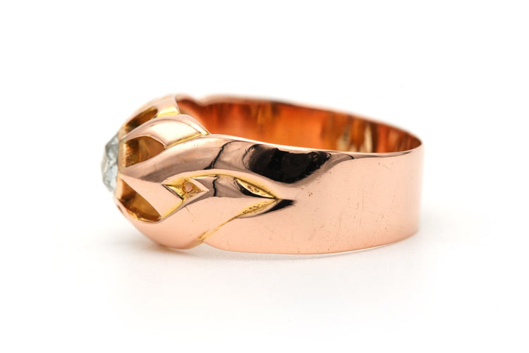 Bague 55 Bague Art Déco - Bague sertie d’un diamant taille rose en or jaune 58 Facettes B804