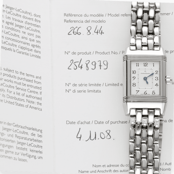 Montre Montre Jaeger LeCoultre "Reverso" Lady Acier Duetto diamants de 2008. Ref : 266.8.44. Boite et Papiers d'origine. 58 Facettes