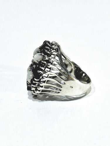 Bague 63 Bague Argent, Nacre Et Grenats 58 Facettes