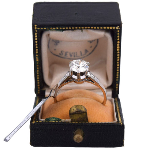 Bague 54 Bague ancienne en platine avec diamants 58 Facettes