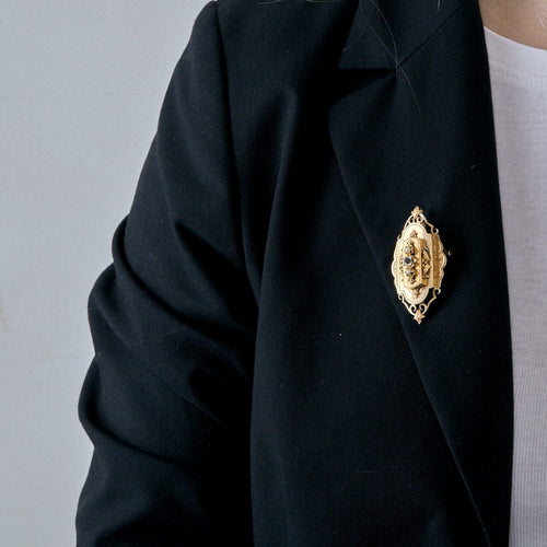 Pendentif Elégante Broche-Pendentif Napoléon III Or Rose Diamant et Perles 58 Facettes GU106