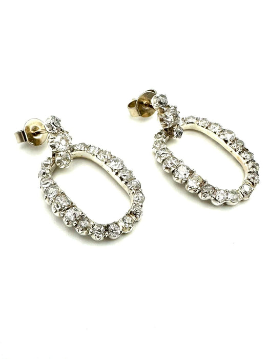 Boucles d'oreilles Boucles d'oreilles 19ème, or, argent et diamants 2ct 58 Facettes