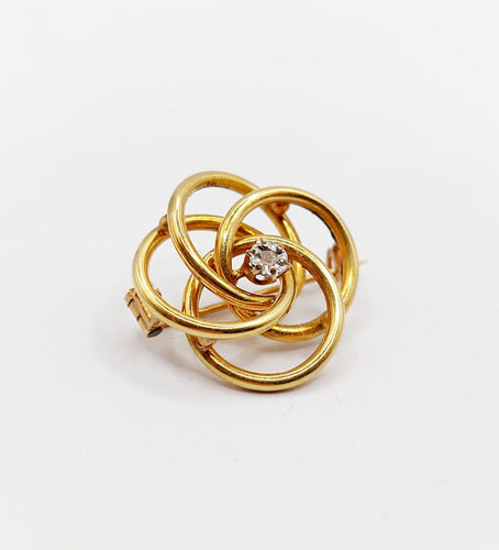 Broche Broche fleur art nouveau en or 18k et diamant taille rose 58 Facettes A06423