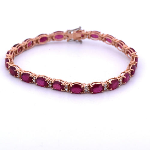 Bracelet BRACELET TENNIS EN OR JAUNE AVEC RUBIS ET DIAMANTS 58 Facettes