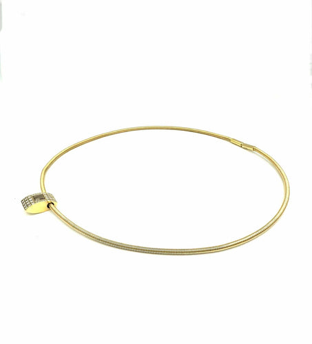 Collier CHOPARD. Collection "Happy Diamonds", collier or jaune 18K et diamants 58 Facettes