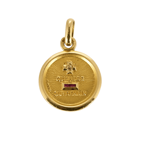 Pendentif AUGIS - Médaille sentimentale en or jaune 58 Facettes CHAL1166