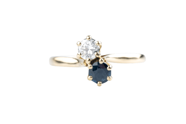 Bague 48 Bague toi et moi diamant et saphir en or jaune 18k env. 0,50 ct 58 Facettes TMSADOC580-107