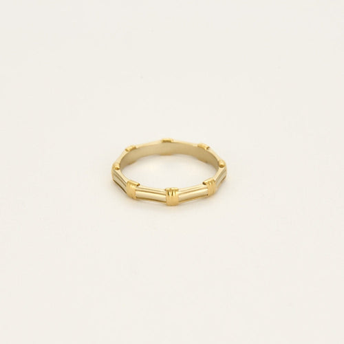 Bague 53 Anneau en or jaune et or gris 58 Facettes ASN0332