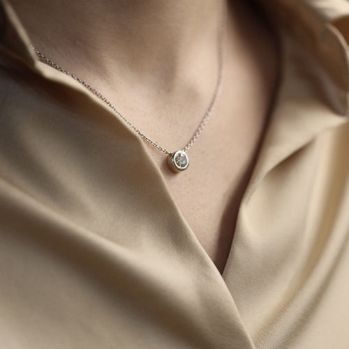 Collier Collier pendentif en or gris 18K avec diamant taille ancienne 0,80 ct I-VS - 40 cm 58 Facettes FB10470