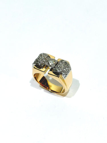 Bague 56 Bague Tank en or rose et or blanc 18 carats et diamants 58 Facettes