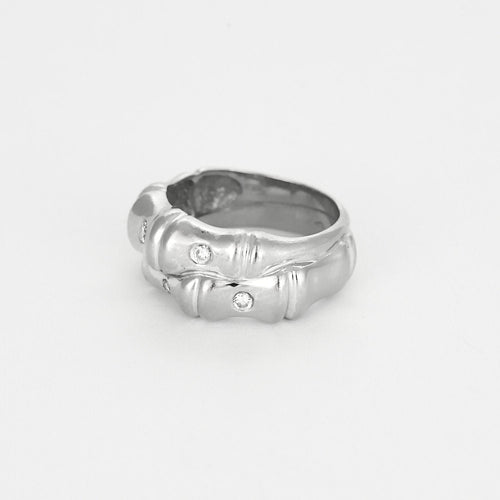 KORLOFF - Bague Bambou en Or blanc et Diamants