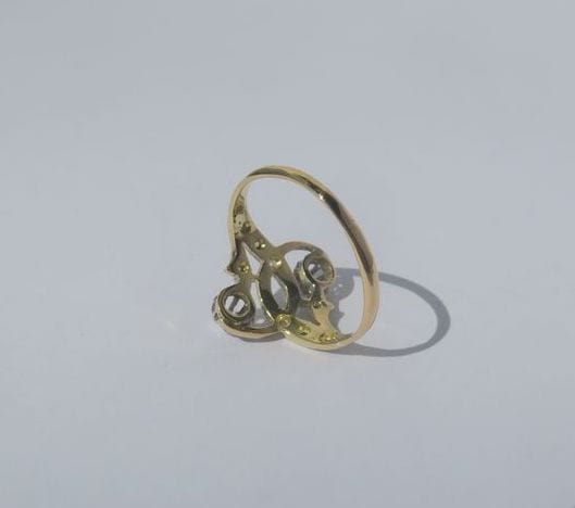 Bague 54 Bague Toi et Moi 1900 Diamants Or jaune et platine 58 Facettes