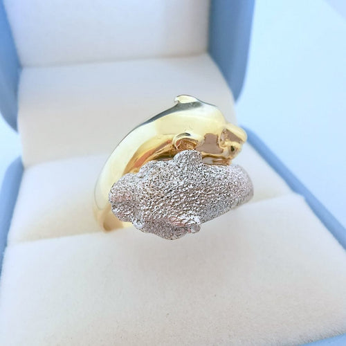 Bague 58.5 Bague féline panthères - Diamants - unisexe - Or 18 K 58 Facettes AA 1715