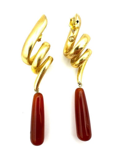 Boucles d'oreilles Boucles d'oreilles en or jaune 18K et cornaline 58 Facettes