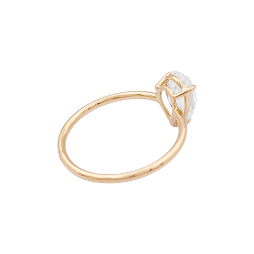 Bague 53 Solitaire jaune 750/000, diamant poire taille ancienne. 58 Facettes 34657