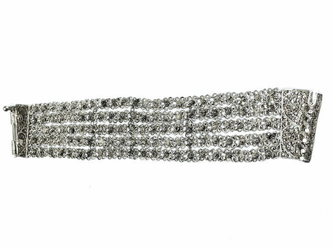 Bracelet Bracelet manchette en argent égyptien à cinq rangs de maillons 58 Facettes