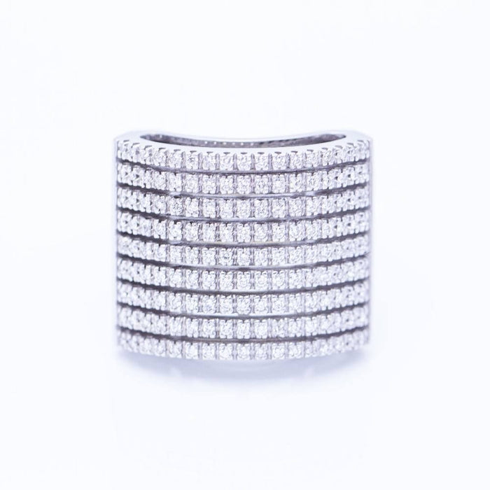 Bague 54 Bague pavée en or blanc et diamants 58 Facettes N102922EJ