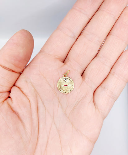 Pendentif Augis - Pendentif médaille d'amour 14 mm en or 18k et rubis 58 Facettes A06576