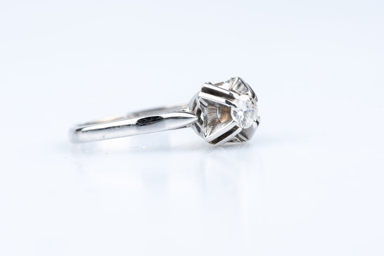 Bague 56 Bague ancienne or blanc, diamant 0,22 ct 58 Facettes BG31200303-107
