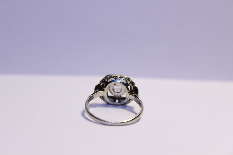 Bague 53 Bague Or blanc Oxyde de zirconium 58 Facettes