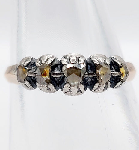 Bague 56 Bague victorienne or rose et argent 58 Facettes A04231