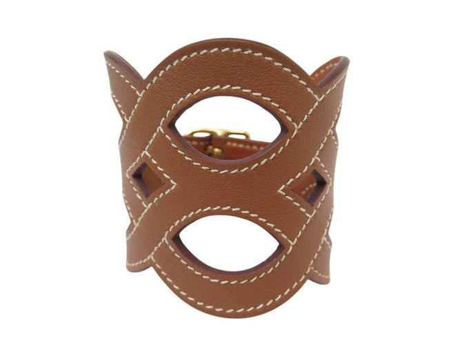 Bracelet bracelet HERMES manchette entrelacs cuir swift h081205cc37t2 16-17cm 58 Facettes 266719