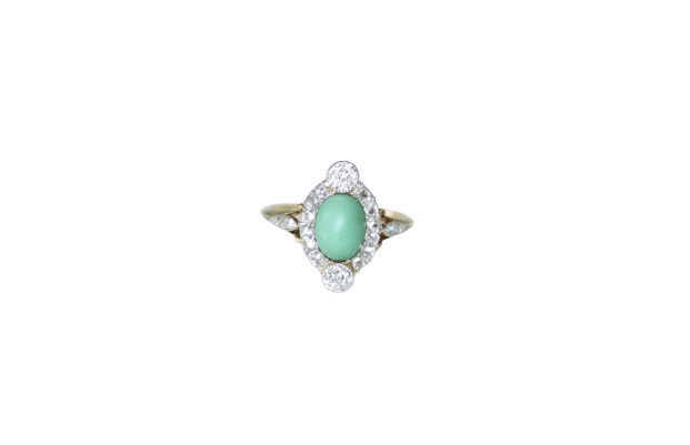 Bague 57 Bague Belle Epoque Turquoise Entourage Diamants 58 Facettes