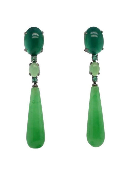 Boucles d'oreilles Boucles d'oreilles Emeraudes Jade Agate verte 58 Facettes