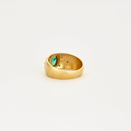 Bague 57 Bague or jaune moldavite diamants 58 Facettes LP473/12