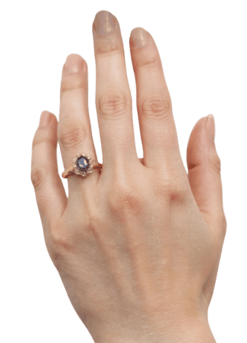 Bague Bague cluster ancienne en or jaune 18k avec saphir et diamants 58 Facettes