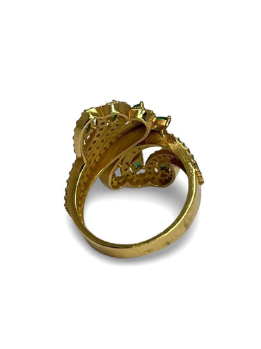 Bague 52 Bague or rose 8 emeraudes et 126 diamants 58 Facettes 00006501