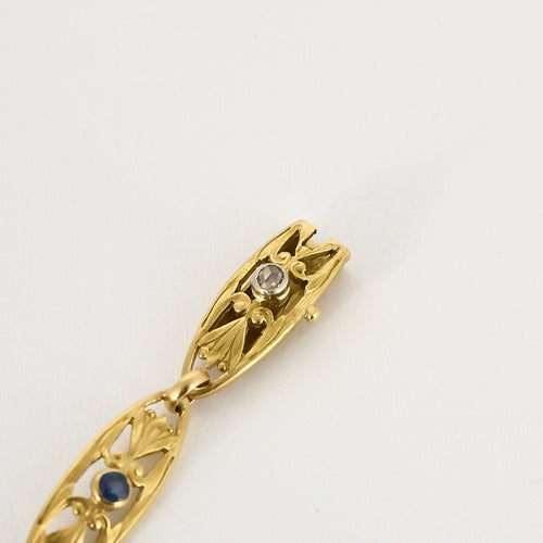 Bracelet en Or jaune, diamants et saphirs