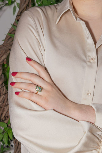 Bague 54 Bague Or jaune, Or blanc Emeraude, Diamant 58 Facettes 4098655RV