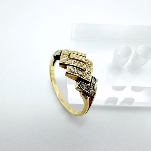 Bague 54 Bague géométrique en or jaune avec diamants 58 Facettes 50388