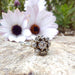 Ring 49 Albine daisy ring with diamonds in white gold 58 Facettes 20