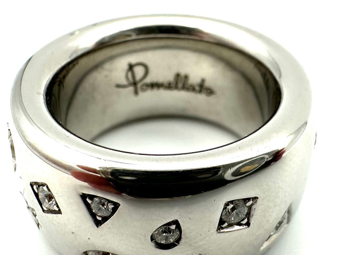 Bague 55 POMELLATO. Collection "Iconica", bague or blanc et diamants 58 Facettes